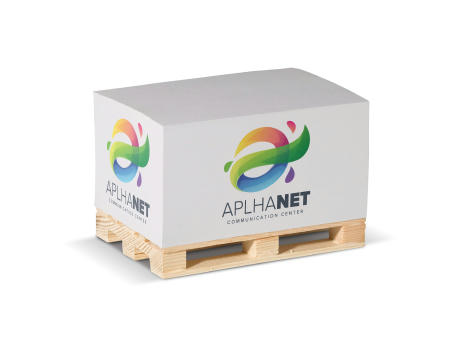 Product image Zettelblock Pad 12x8x6cm auf Holzpalette Werbeartikel