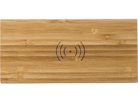 Wireless Ladepad aus Bambus mit Uhr Rosie Werbeartikel