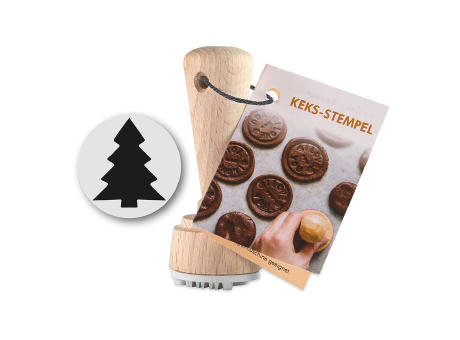 Keksstempel 35 mm mit Standardmotiv und Standard-Werbekarte mit Rezept Werbeartikel