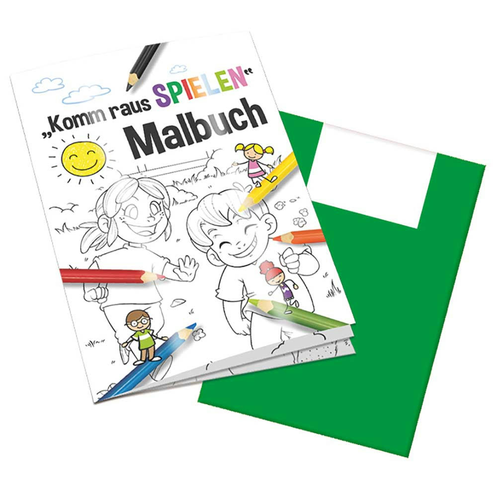 Malbuch / Mal-Set A6 - Komm-raus-spielen - Malbuch neutral Werbeartikel