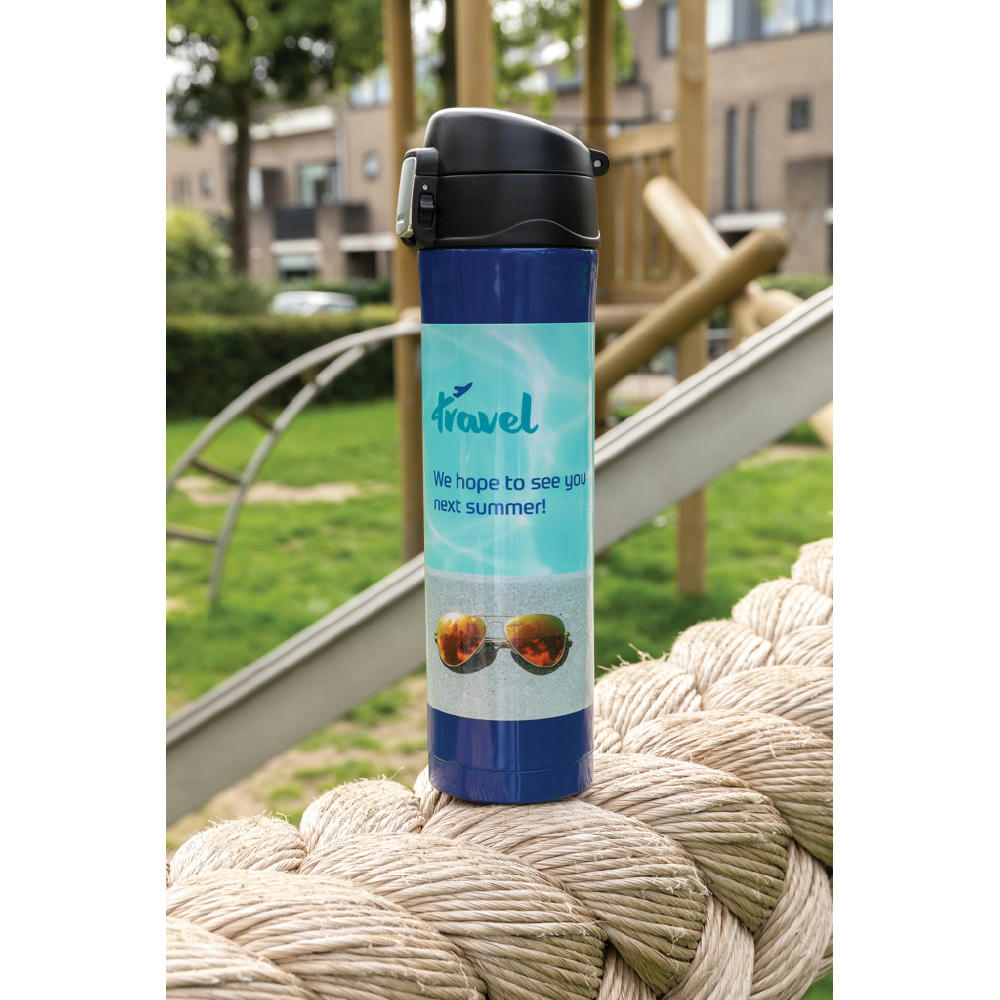 Easy Lock Vakuum-Flasche aus RCS recyceltem Stahl Werbeartikel