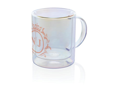 Doppelwandiger Deluxe-Becher aus galvanisiertem Glas bedrucken