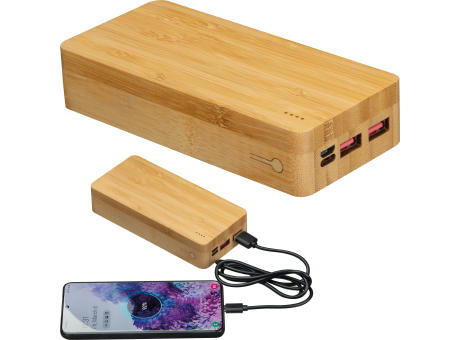 Powerbank aus Bambus 20.000 mAh bedrucken