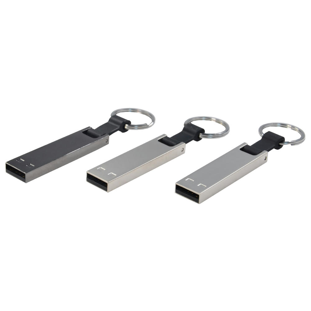 Modell Mini 070 USB 2.0 COB   1 GB Silber-Chrom (glänzend), Silikonband Schwarz Werbeartikel