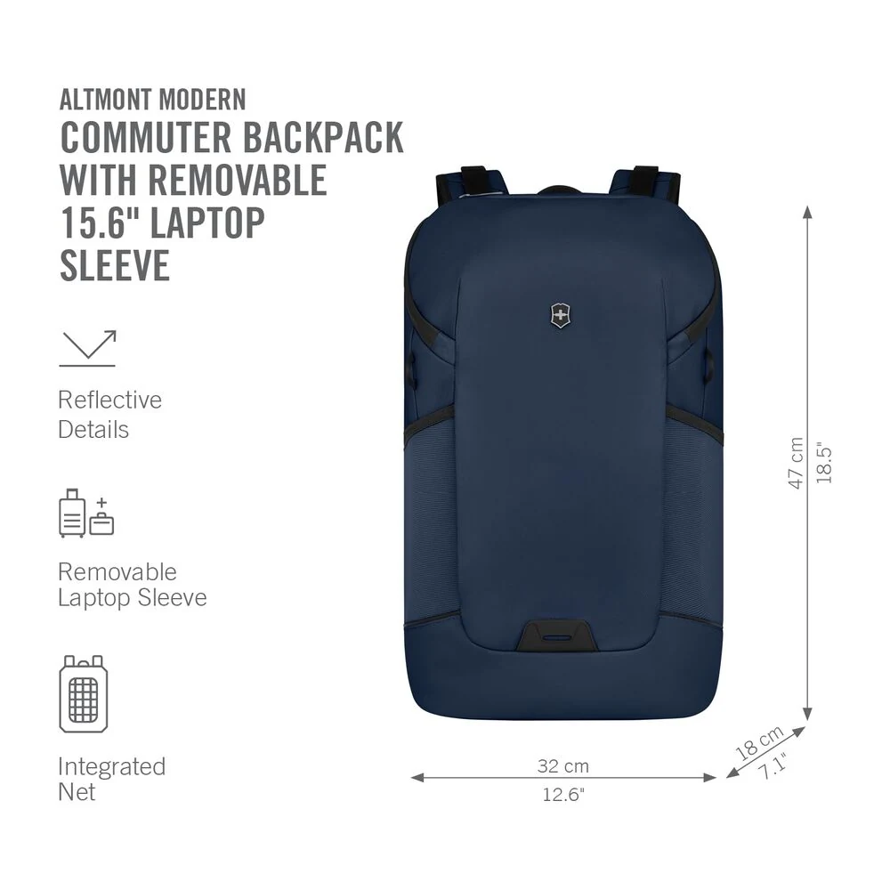 Victorinox Altmont Modern Commuter Backpack Navy, Maße 47 x 32 x 18 cm – Infografik zum Business-Rucksack