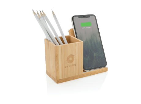 Calgary kabelloses 10W-Ladegerät aus Bambus Werbeartikel