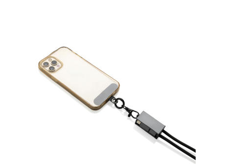 Terra 60Wduales Ladekabel aus RCS recyceltem PET mit Lanyard Werbeartikel