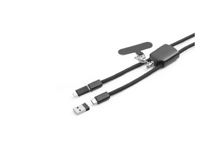 ZEWAIL. Lanyard mit Smartphone-Halterung, USB-C-Kabel und verschiedenen Adaptern aus recyceltem ABS und recyceltem TPE Werbeartikel