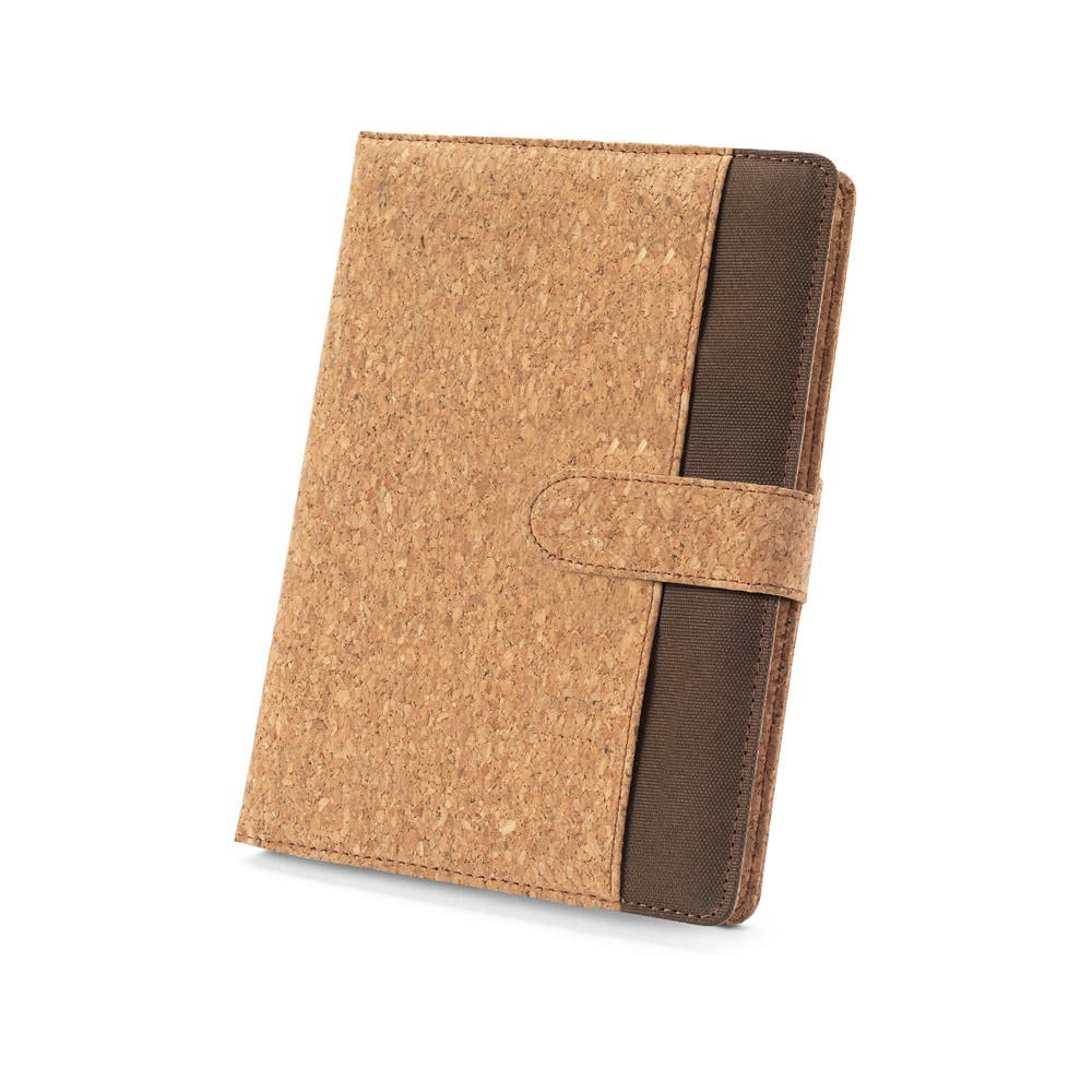 Product image FIELDING. Mappe A5 aus Kork und recyceltem Polyester (100 % rPET) mit abnehmbarem Notizblock Werbeartikel