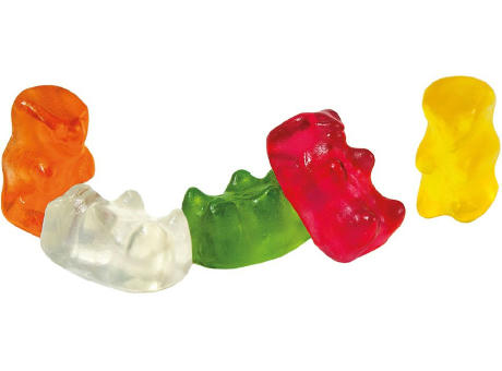 Bunte HARIBO Mini-Goldbären als Füllung der 10-g-Werbetüte