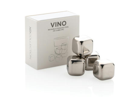 Wiederverwendbare Eiswürfel aus Stainless Steel, 4-tlg. Werbeartikel