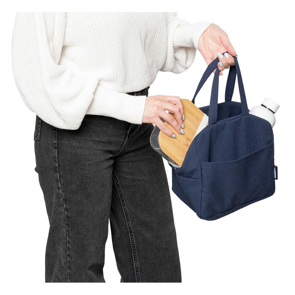 Kühltasche aus recyceltem Poly-Baumwollgewebe (330 g/m2) Elowen Werbeartikel