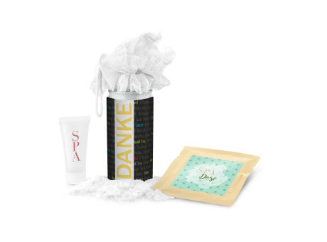 Product image Geschenkset / Präsenteset: SPA Dose, Wellness-Geschenk in der Dose - Etikett Danke Werbeartikel
