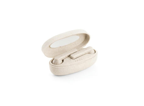 FOURIER. In-Ear Kopfhörer wireless mit 3 Stunden Akkulaufzeit aus Weizenstrohfaser und PP Werbeartikel