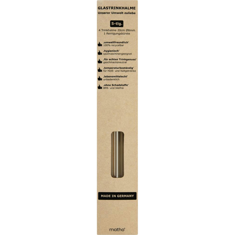 Product image Set aus 4 farbigen Glas-Trinkhalmen mit Reinigungsbürste Werbeartikel