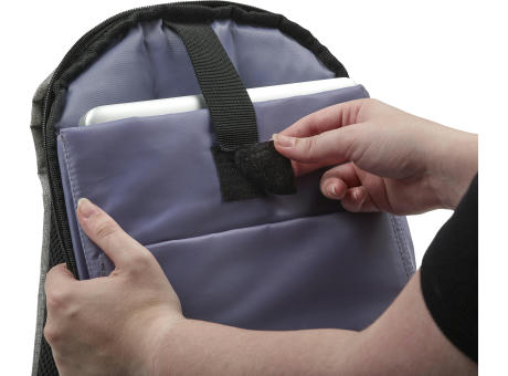 Diebstahlsicherer Rucksack aus Polyester Cruz bedrucken