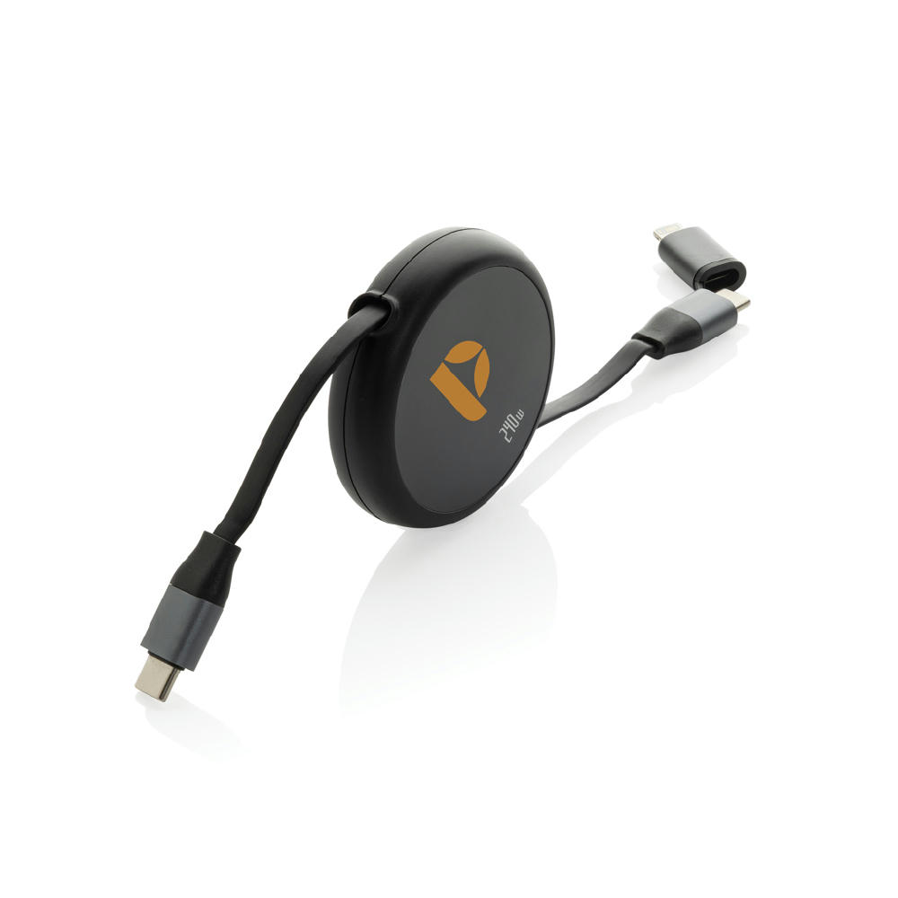 Terra ausziehbares 240W 2-in-1 Kabel aus RCS rec. Aluminium Werbeartikel