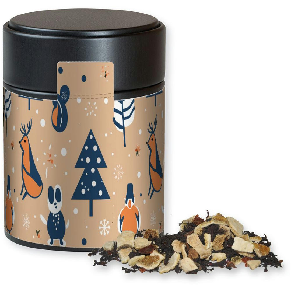 Product image Wintertage Tee, ca. 70g, Metalldose Midi schwarz Werbeartikel