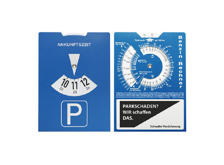 Kartonparkscheibe mit Benzinrechner Werbeartikel