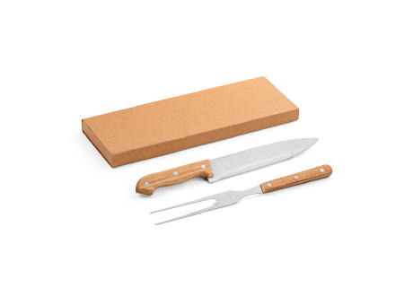 Product image SALSA. Grill-Set aus Bambus und Edelstahl 2-teilig bestehend aus einer Grillgabel und einem Messer Werbeartikel