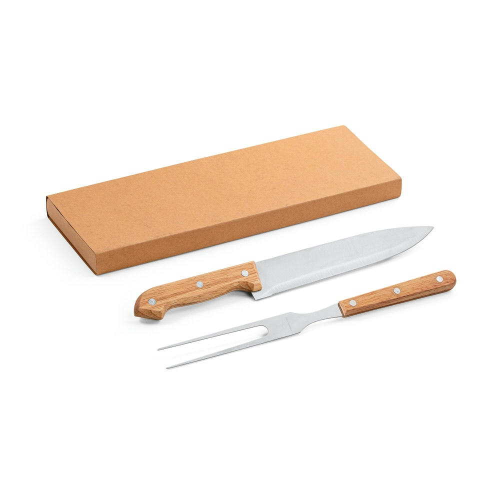 Product image SALSA. Grill-Set aus Bambus und Edelstahl 2-teilig bestehend aus einer Grillgabel und einem Messer Werbeartikel