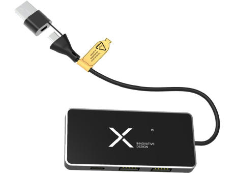 Product image SCX.design H20 8-in-1 USB-Hub mit dualem Eingang und 6 Ports und Leuchtlogo Werbeartikel