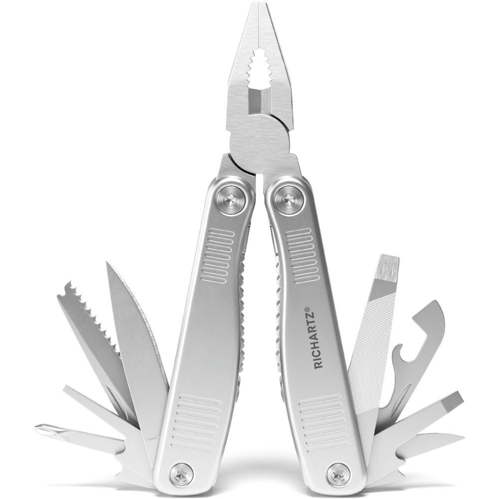RICHARTZ TERRA tool aufgeklappt mit Zange, Säge, Klingen und Schraubendrehern – Multitool als Werbeartikel mit Ihrem Logo