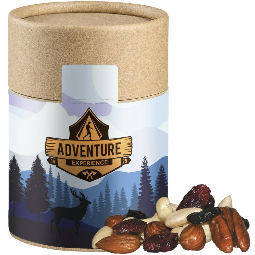 Product image Premium Studentenfutter, ca. 80g, Kraftpapierdose Midi Werbeartikel