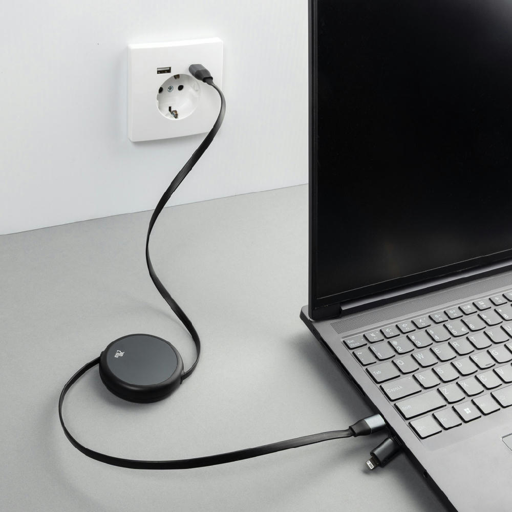 Terra ausziehbares 240W 2-in-1 Kabel aus RCS rec. Aluminium Werbeartikel