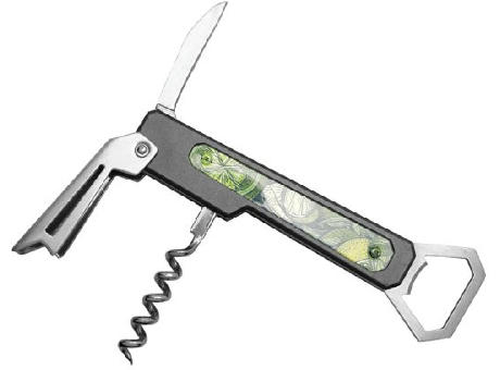 Kombiflaschenöffner ‘Hexagone’, clear Werbeartikel