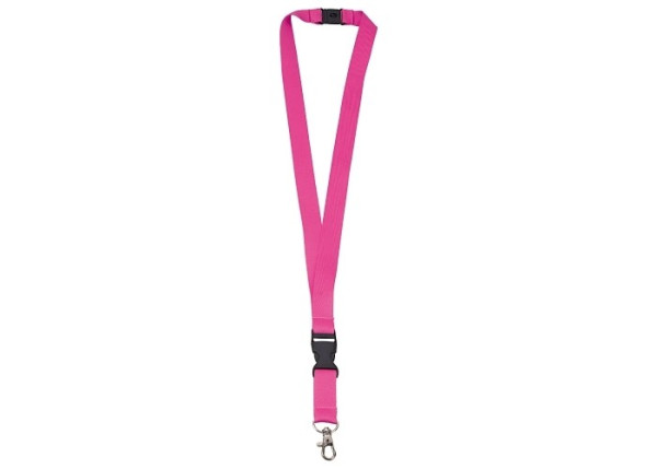 Schlüsselband bedrucken: Polyester Lanyard mit abnehmbaren Kunststoffverschluss, Metallhaken und Sicherheitsverschluss. in neon pink