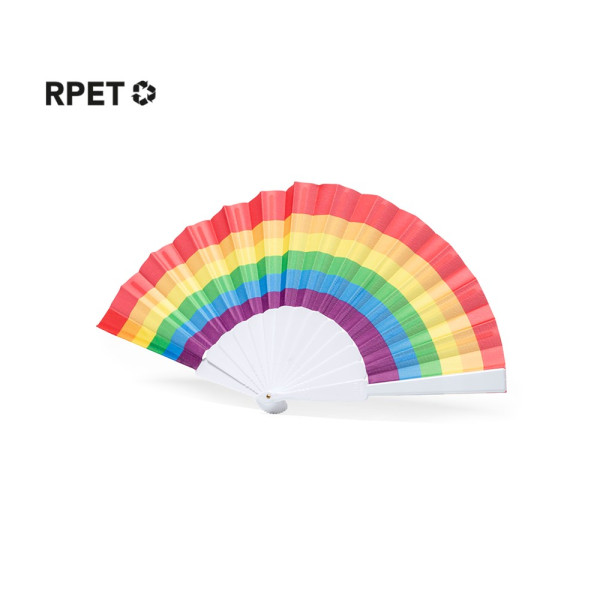 Fächer mit Logo |  Fächer Rupaul | aus RPET in regenbogenfarben 