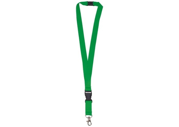 Schlüsselband bedrucken: Polyester Lanyard mit abnehmbaren Kunststoffverschluss, Metallhaken und Sicherheitsverschluss. in grün 