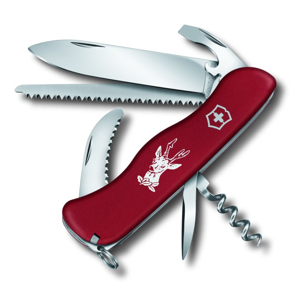 Werbeartikel Victorinox Hunter, 111 mm in Rot geöffnet 