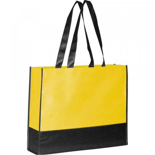  Non Woven Taschen bedrucken | Faltbare Non Woven Einkaufstasche, 2 farbig in gelb/schwarz 