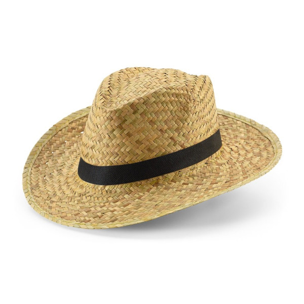 JEAN POLI. Strohhut aus Naturstroh mit schwarzem Hutband | Strohhut bedrucken als Werbeartikel