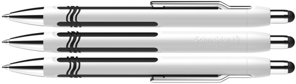 Schneider Kugelschreiber mit Logo | Schneider Epsilon Touch | Farbe: Weiß / Schwarz 
