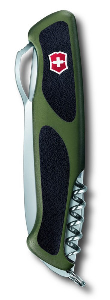 Werbeartikel Victorinox RANGER 55 Grip, 130 mm  mit grün-schwarzen Schalen