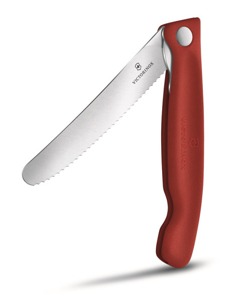 Küchenmesser bedrucken: Victorinox faltbares Gemüsemesser mit Wellenschliff in der Farbe Rot