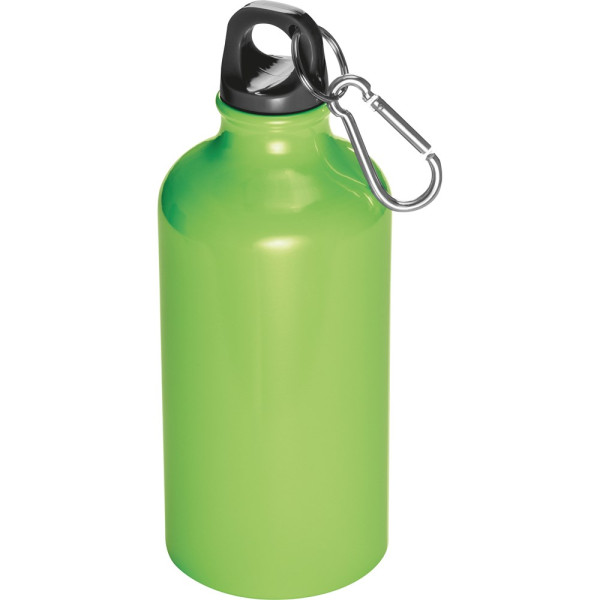 Trinkflasche bedrucken: Trinkflasche aus Metall mit Karabinerhaken, 500ml, Farbe: Apfelgrün  