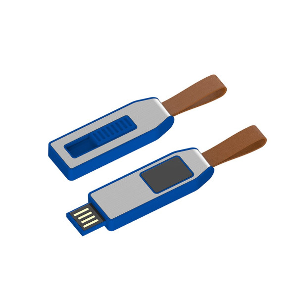 USB Stick aus Leder mit Logo ⇒ LED 04 USB-Stick blau