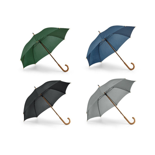 Werbeschirm:  BETSEY. Regenschirm aus 190T-Polyester mit Holzgriff in 4 gedeckten Farben