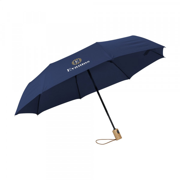 Schirme bedrucken: Michigan faltbarer RPET-Regenschirm 21 inch mit Beispiel-Logodruck 