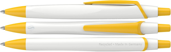 Schneider Kugelschreiber bedrucken: Kugelschreiber Reco Basic. Farbe: weiß/gelb