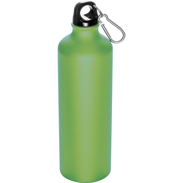 Trinkflasche bedrucken: Trinkflasche aus Metall mit Karabinerhaken, 800ml in Apfelgrün matt 
