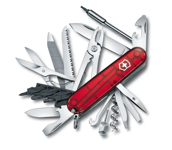 Werbeartikel Victorinox Cyber Tool L, Schweizer Messer, 91 mm, Farbe: Rot-Transparent | geöffnet