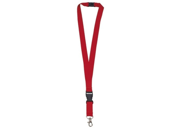 Schlüsselband bedrucken: Polyester Lanyard mit abnehmbaren Kunststoffverschluss, Metallhaken und Sicherheitsverschluss. in rot