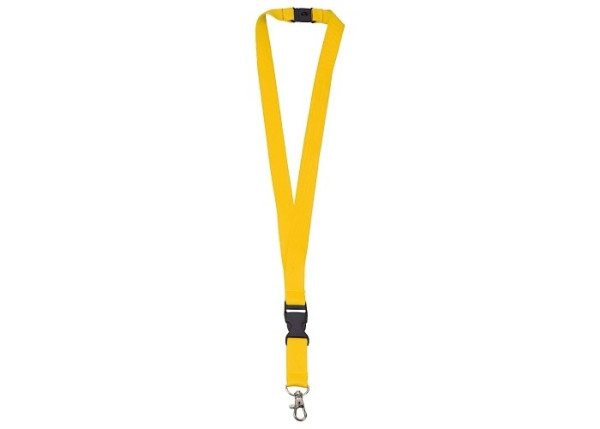Schlüsselband bedrucken: Polyester Lanyard mit abnehmbaren Kunststoffverschluss, Metallhaken und Sicherheitsverschluss. in gelb