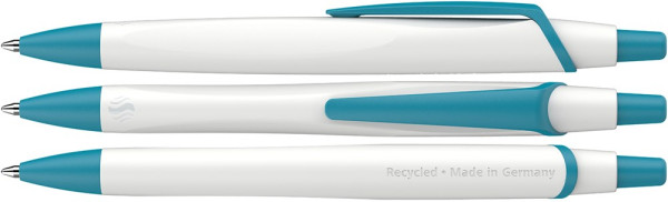  Schneider Kugelschreiber bedrucken: Kugelschreiber Reco Basic. Farbe: weiß/petrol