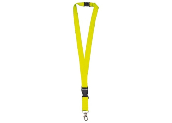 Schlüsselband bedrucken: Polyester Lanyard mit abnehmbaren Kunststoffverschluss, Metallhaken und Sicherheitsverschluss. in neon gelb